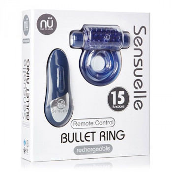 Синее эрекционное виброкольцо Remote Bullet Cockring